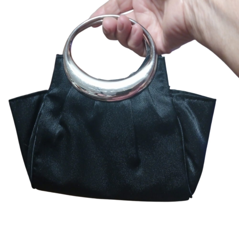 Vintage Small Black Bag Purse Hand Bag With Strap And Handle Wedding Dance.